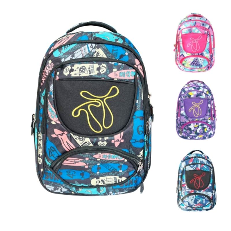 GENERICO - MOCHILA ESTAMPADO COLORIDO CON ESTUCHE 43X30X13CM