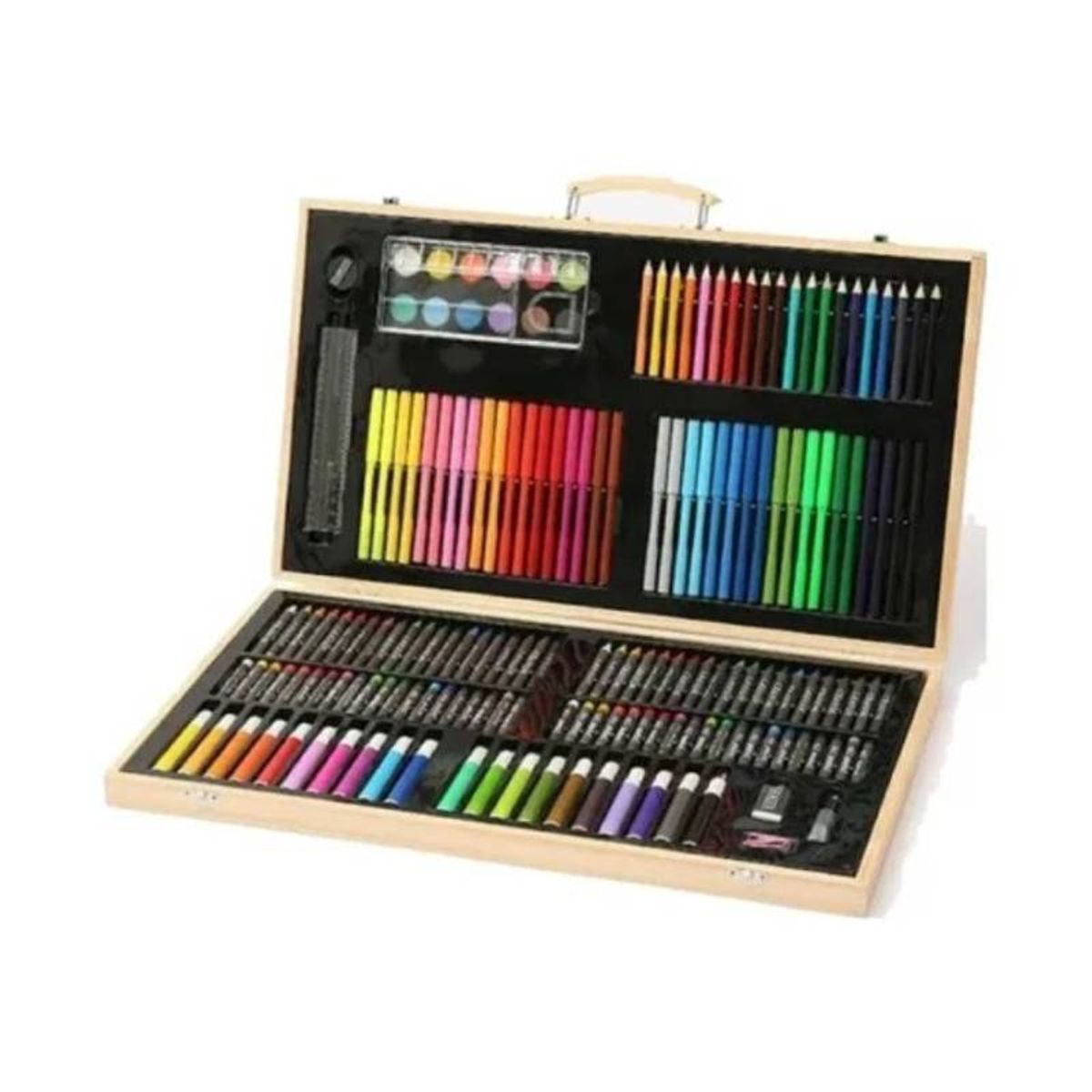 GENERICO - Lapices Para Colorear Maleta De Madera Set De Arte 180 Pcs