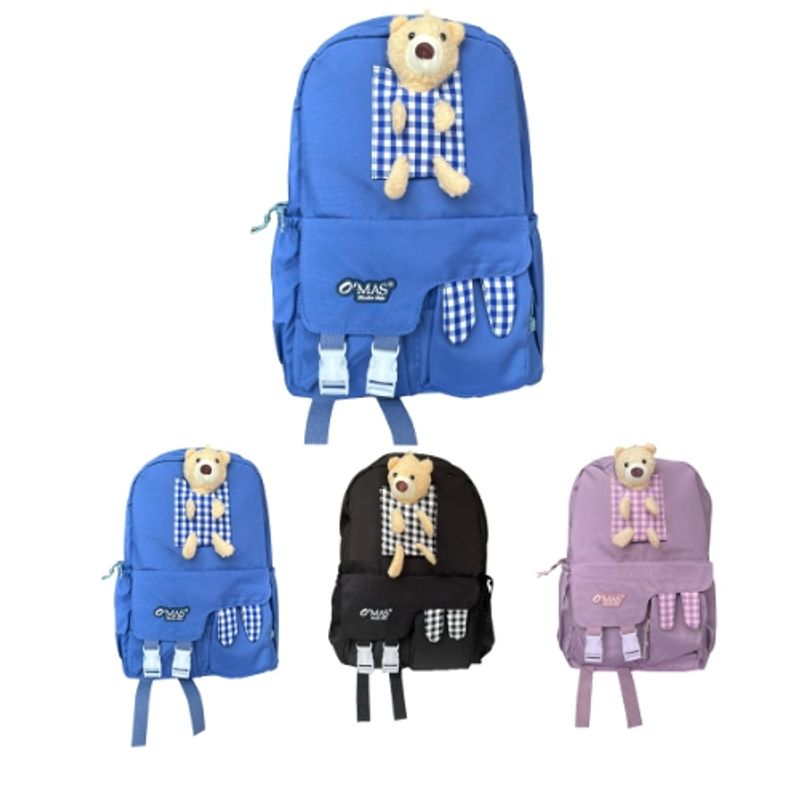 GENERICO - MOCHILA PELUCHE OSO OREJAS CONEJO 42X30X12CM