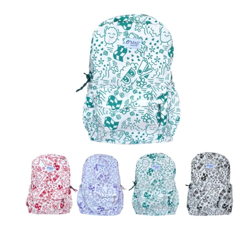 GENERICO - MOCHILA ESTAMPADO EMOJI COLORIDOS 42X30X12CM