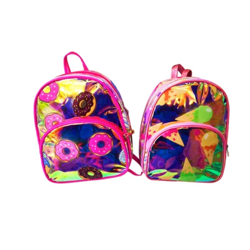 GENERICO - MOCHILA BRILLANTE ESTAMPADO DULCES 23X20CM