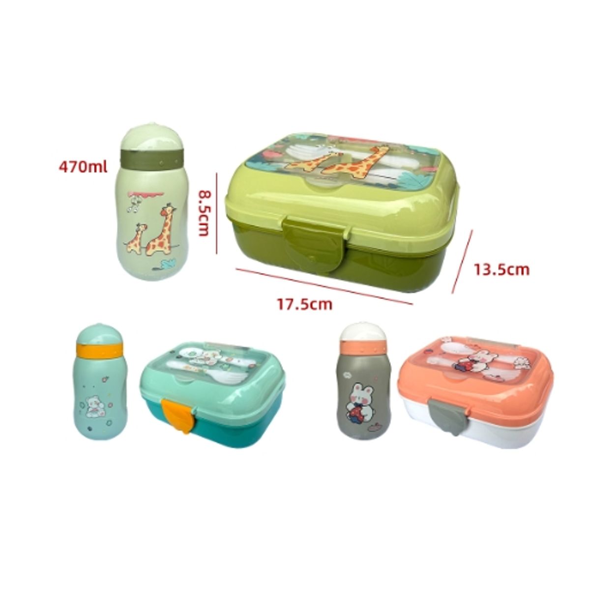 GENERICO - ENVASE LONCHERA CON BOTELLA Y CUBIERTOS