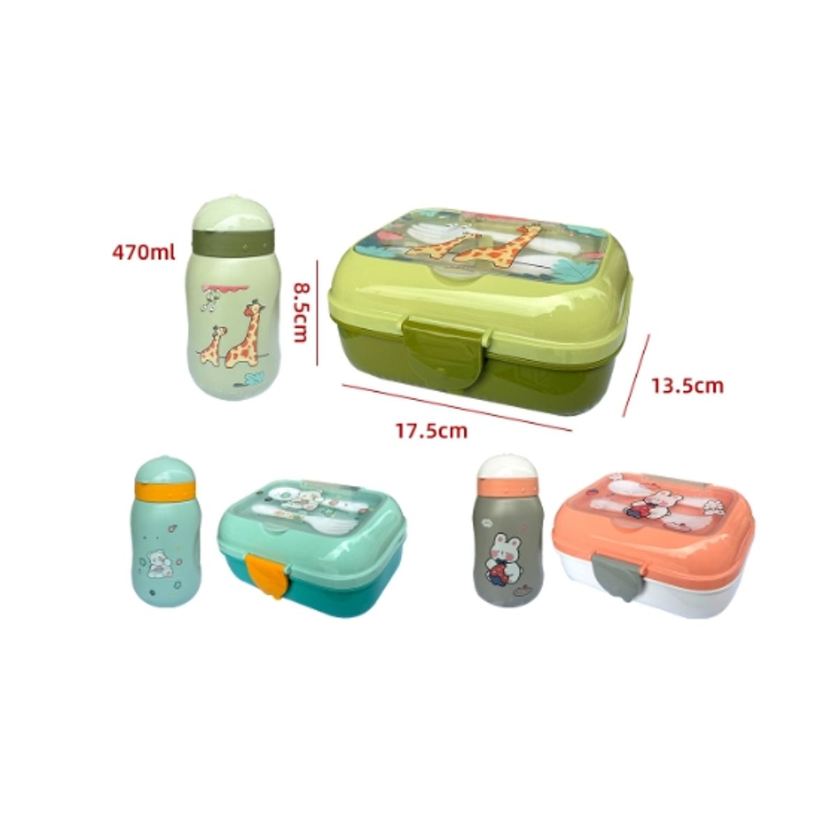 GENERICO - ENVASE LONCHERA CON BOTELLA Y CUBIERTOS