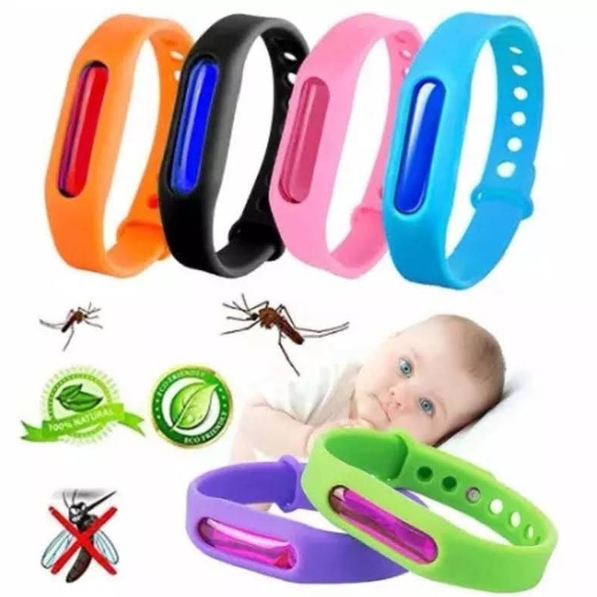 GENERICO - Set 3 Pulseras Repelente Mosquitos.