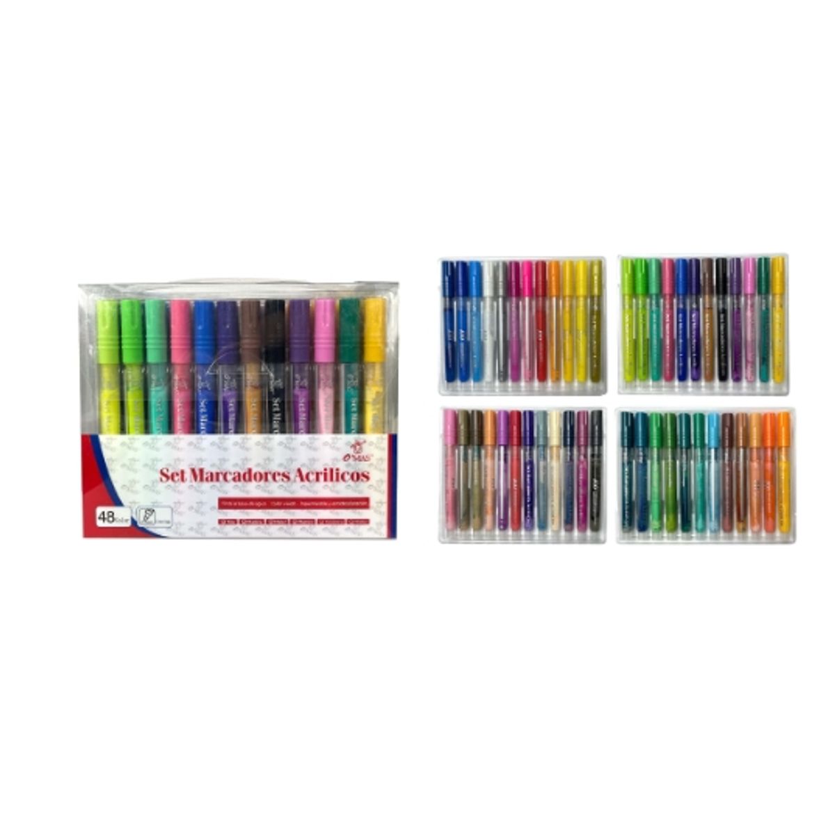 GENERICO - PLUMONES ACRILICOS COLORES SURTIDOS 48PCS