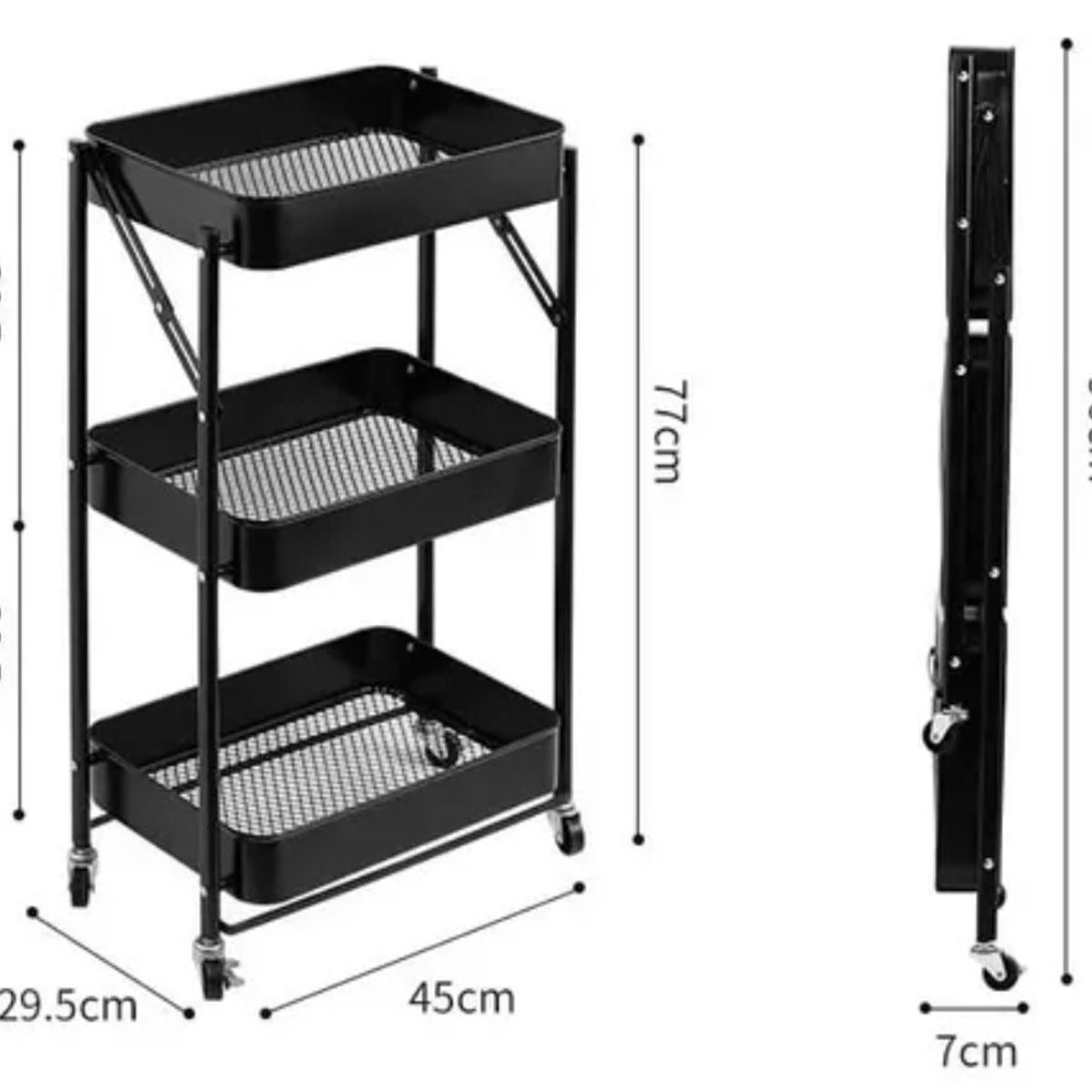 GENERICO - Carrito Organizador Plegable Con Ruedas Varios Colores