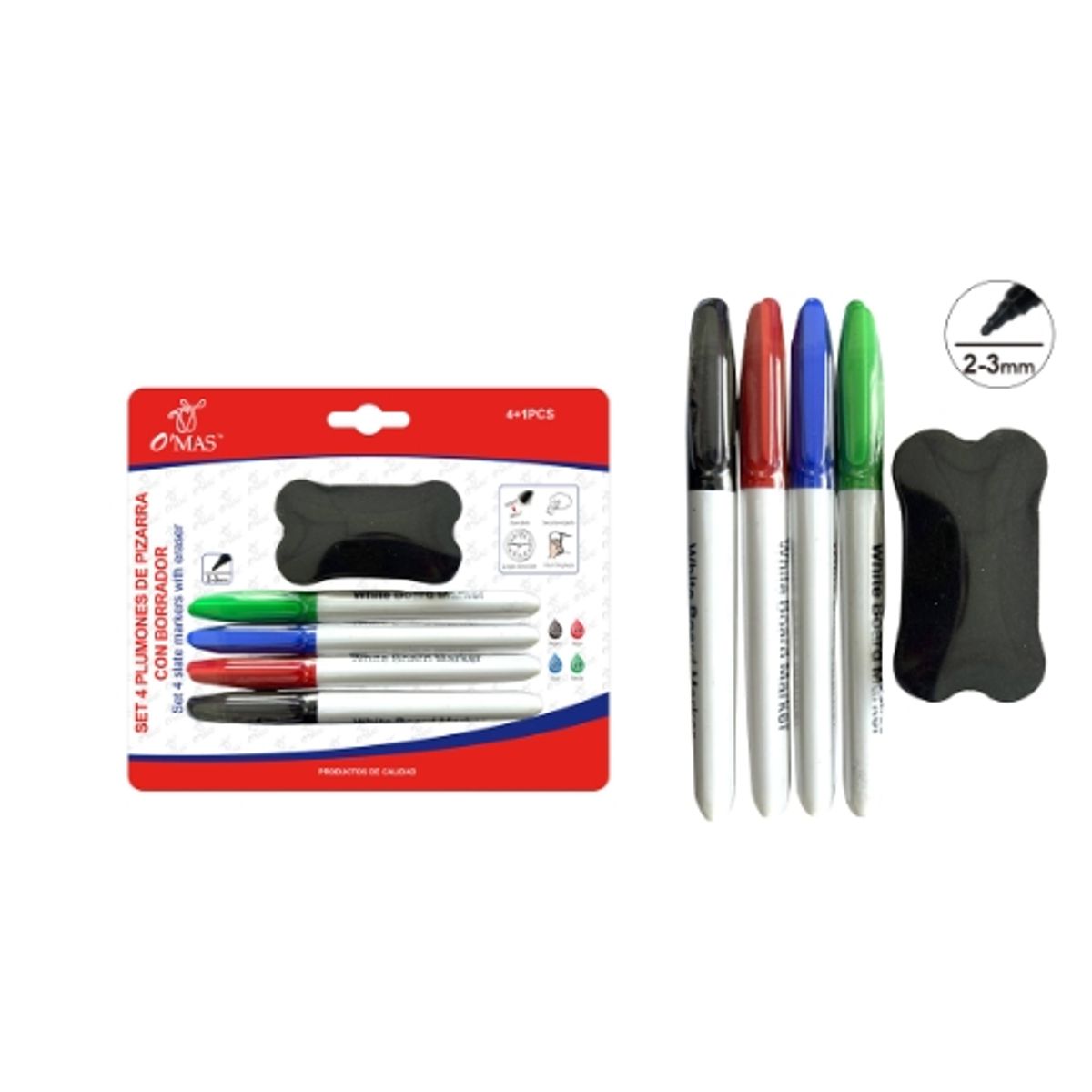 GENERICO - PLUMON ACRILICO CON BORRADOR 5 PCS - 12 UNID