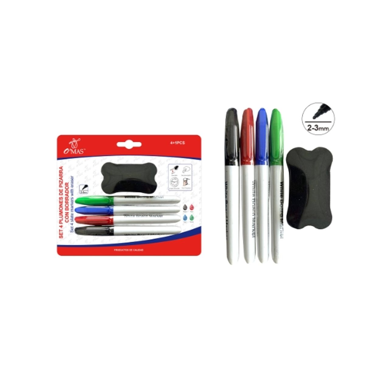 GENERICO - PLUMON ACRILICO CON BORRADOR 5 PCS - 12 UNID