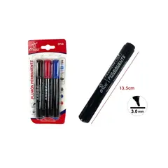 GENERICO - PLUMON PERMANENTE COLOR ROJO,AZUL,NEGRO 3.0MM 3PCS- 12 UNID
