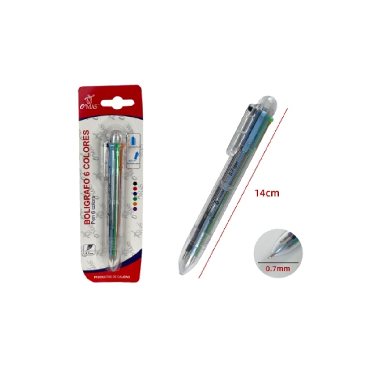 GENERICO - BOLIGRAFO 1 PCS 6 COLORES 0.7MM - 12 UNID