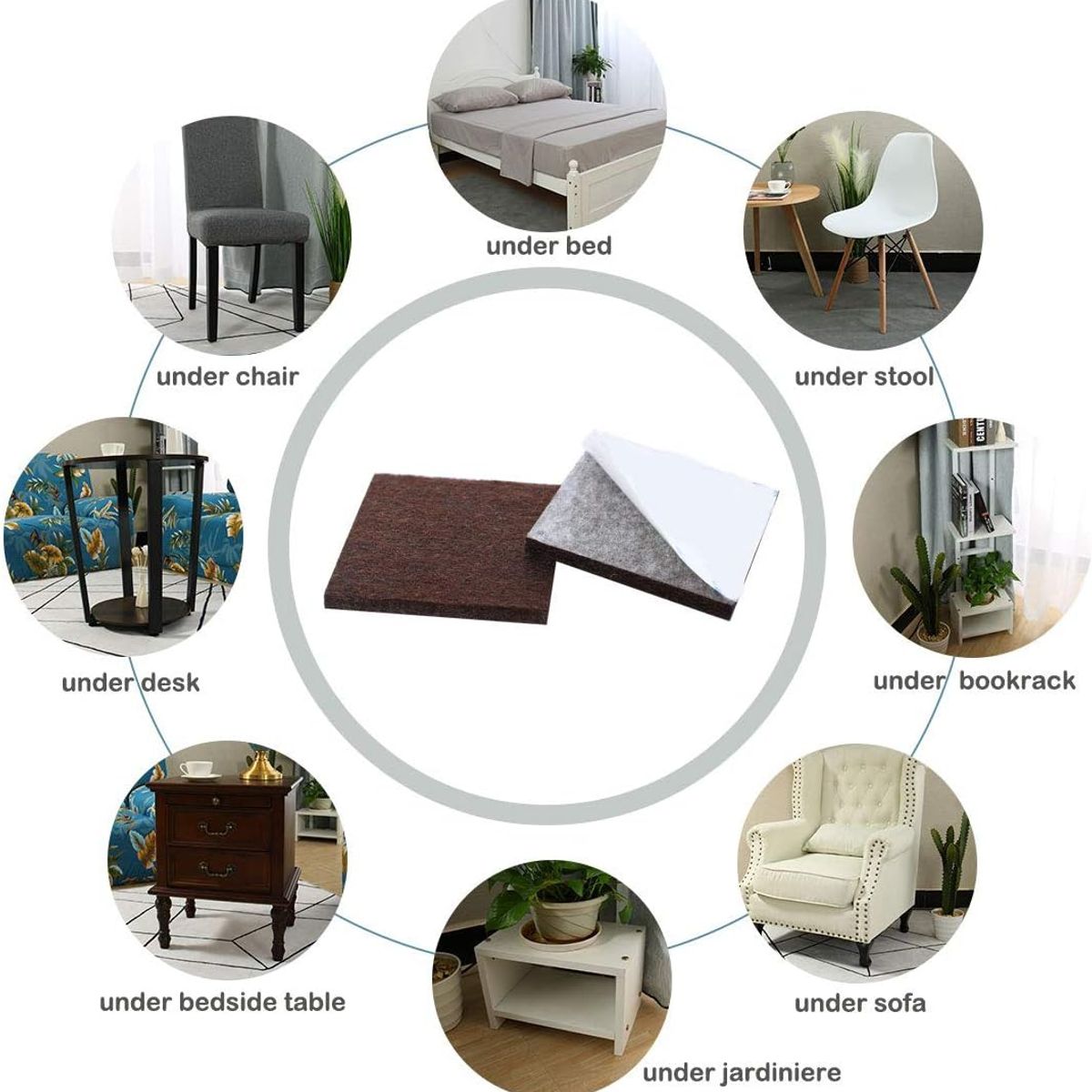 KUANGYE - Pack 50 Protectores Fieltro Adhesivos Sillas Y Muebles