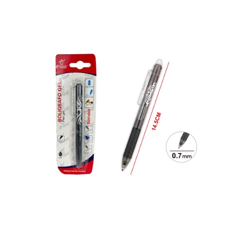 GENERICO - BOLIGRAFO TINTA GEL NEGRO BORRABLE 1PCS 0.7MM - 12 UNID