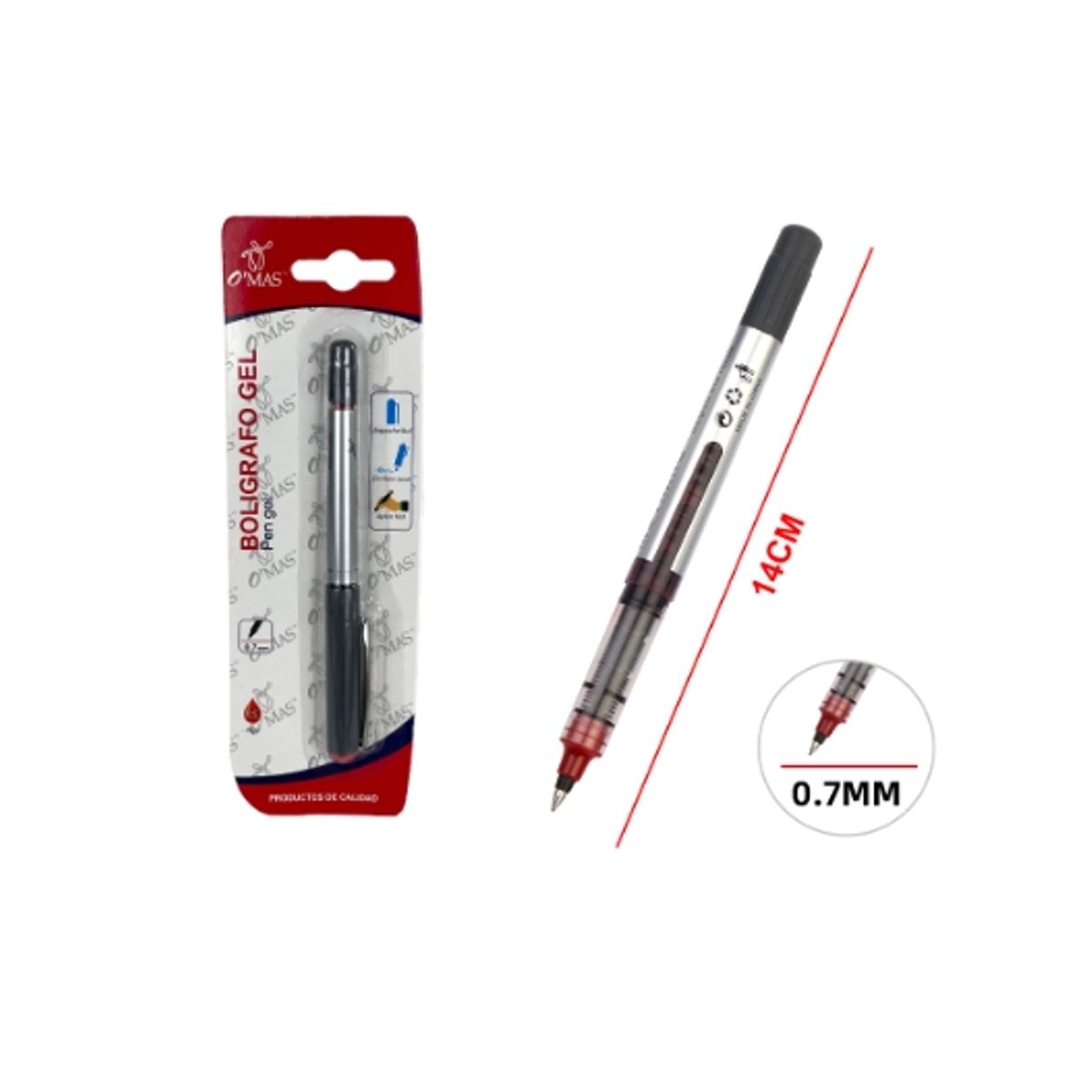 GENERICO - BOLIGRAFO TINTA GEL ROJO 1PCS 0.7MM - 12 UNID