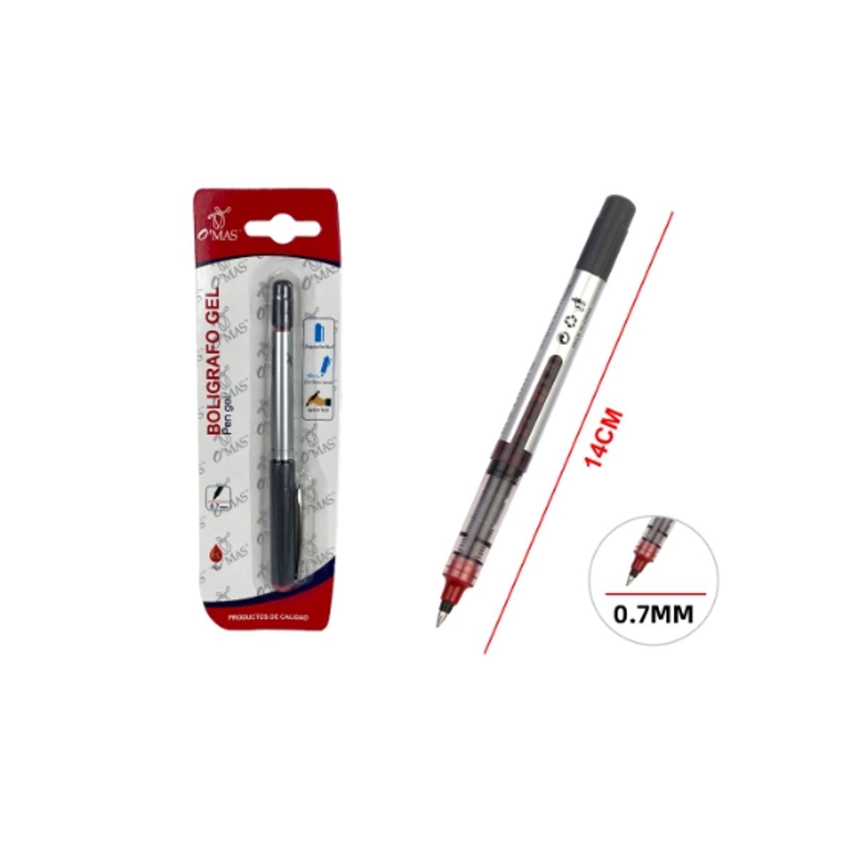 GENERICO - BOLIGRAFO TINTA GEL ROJO 1PCS 0.7MM - 12 UNID