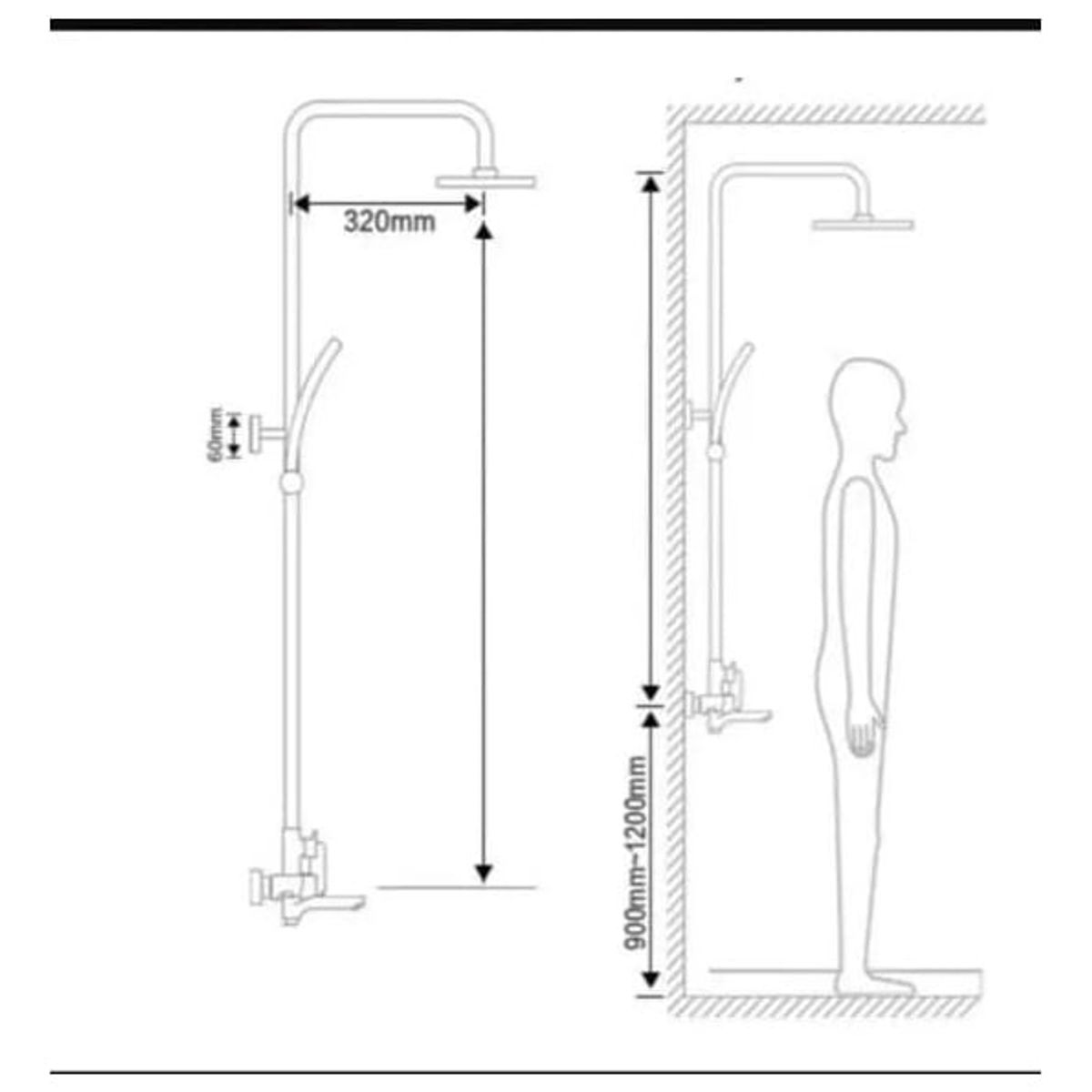 KUANGYE - Ducha Columna Negra Push Boton