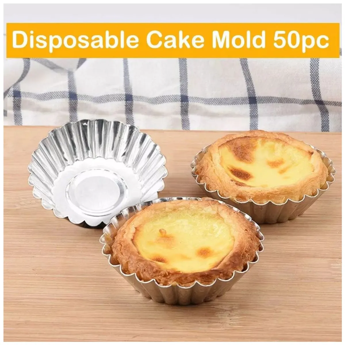 KUANGYE - 50 Und Pack Molde Mini Tartaleta Tarta Moldes Aluminio 4,5cm_