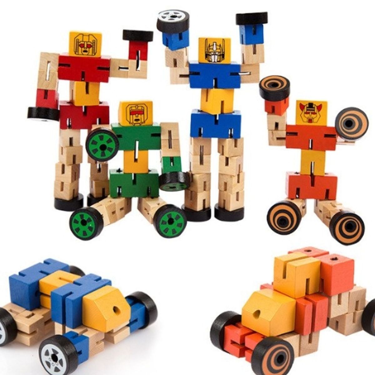 GENERICO - Robot Juguete De Madera Multicolor Niños