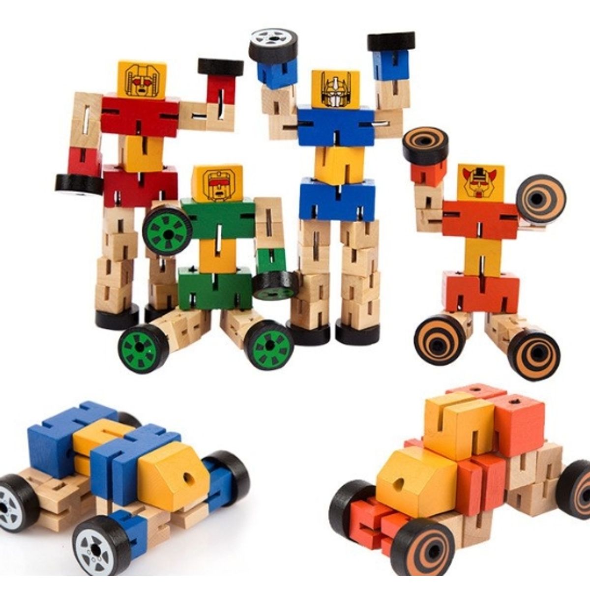 GENERICO - Robot Juguete De Madera Multicolor Niños