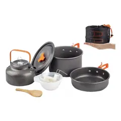 GENERICO - Set Ollas Y Tetera Ligera Y Portable Para Camping 3 Personas
