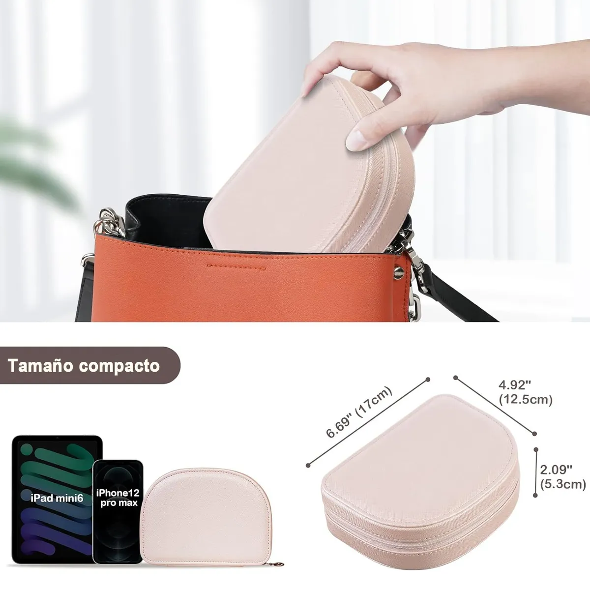 COREJOY - Joyero Organizador Espejo Portátil Caja Joyas-rosa