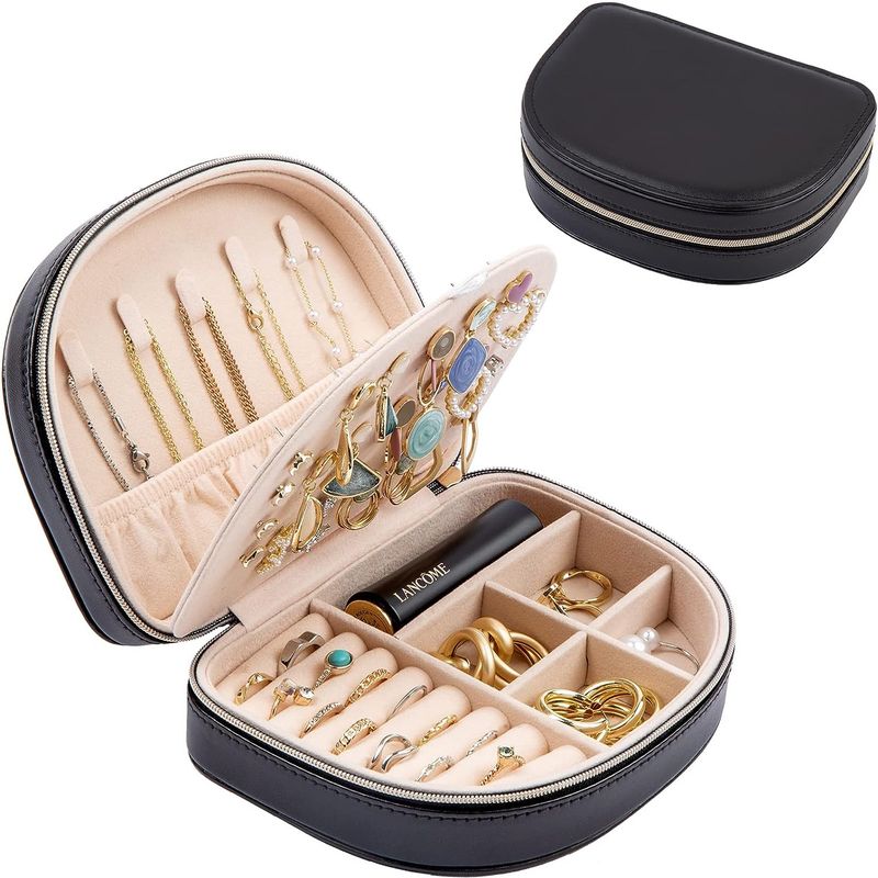 COREJOY - Joyero Organizador Espejo Portátil Caja Joyas-negro