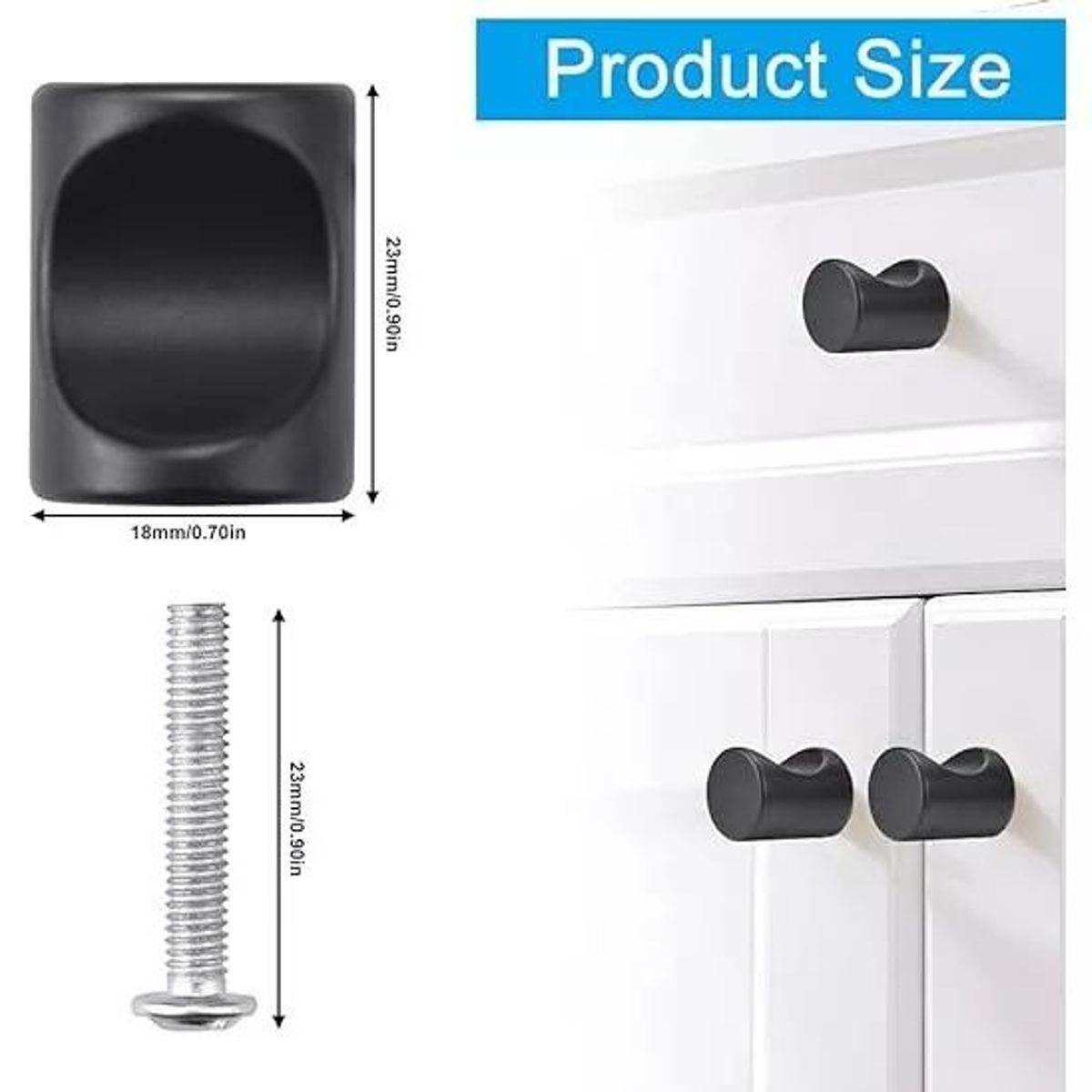 KUANGYE - Tirador Perilla Balin Negro  Tornillo Pack 5unid