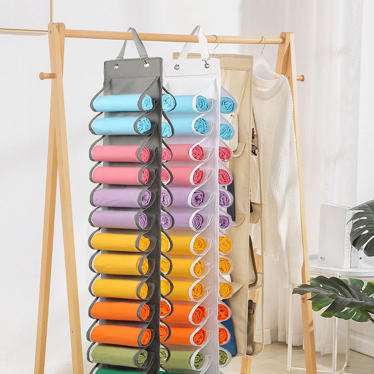 EVERSO - Perchero Organizador De Calcetines y Ropa De 16 Bolsillos Blanco