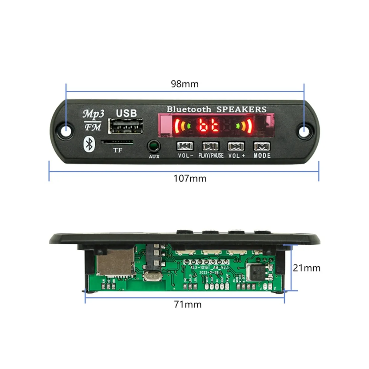 KUANGYE - Módulo Reproductor Mp3 Con Bluetooth Micro Sd Plug 35mm