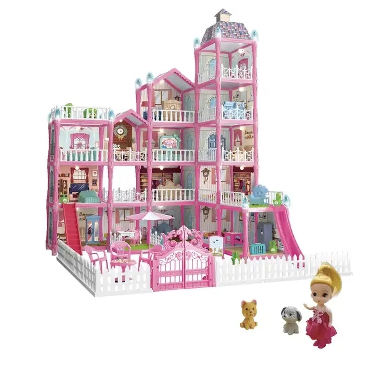 GENERICO - Casa De Muñecas Con Muebles Castillo Juguete Color Rosa