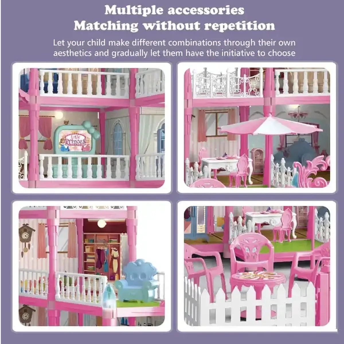 GENERICO - Casa De Muñecas Con Muebles Castillo Juguete Color Rosa