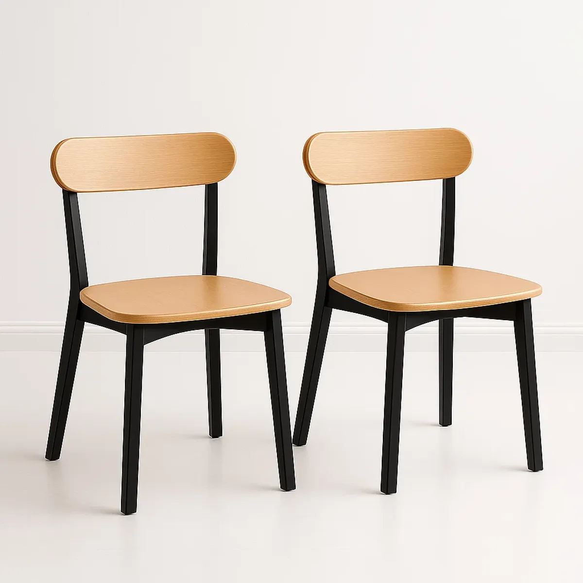 KLIK - Pack de 2 Sillas Fresno de Madera - Negra