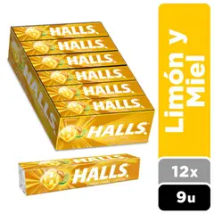 HALLS - Caramelos Duros Sabor Limon Con Miel Pack 12 X 9 Un