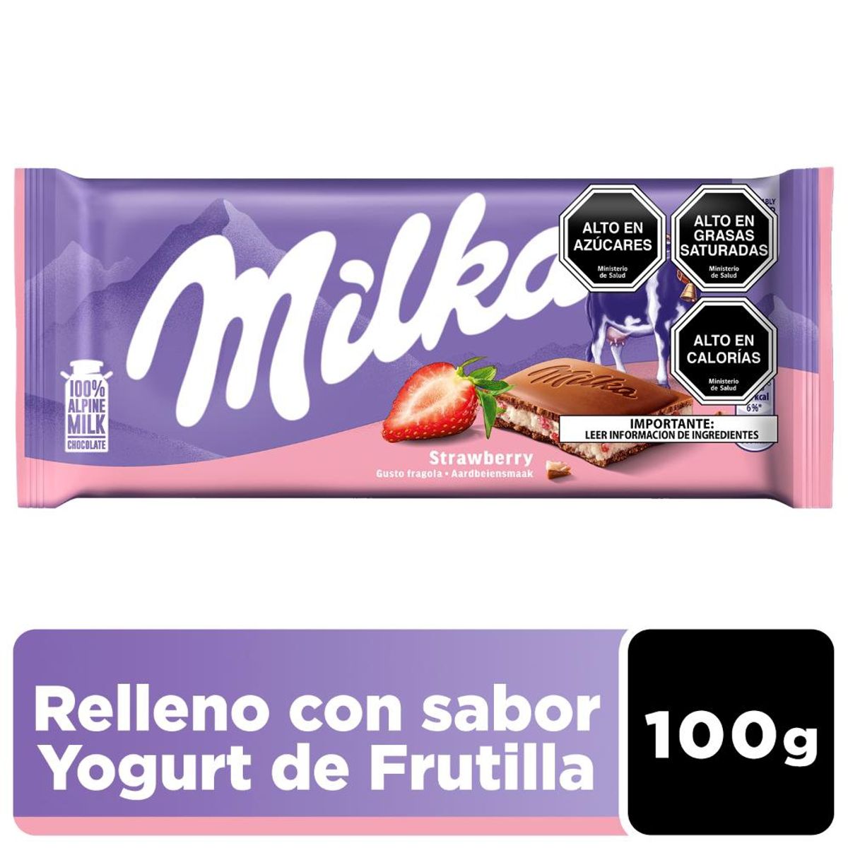 MILKA - Chocolate Milka® Relleno Yogurt Frutilla Barra 100 Gr MILKA