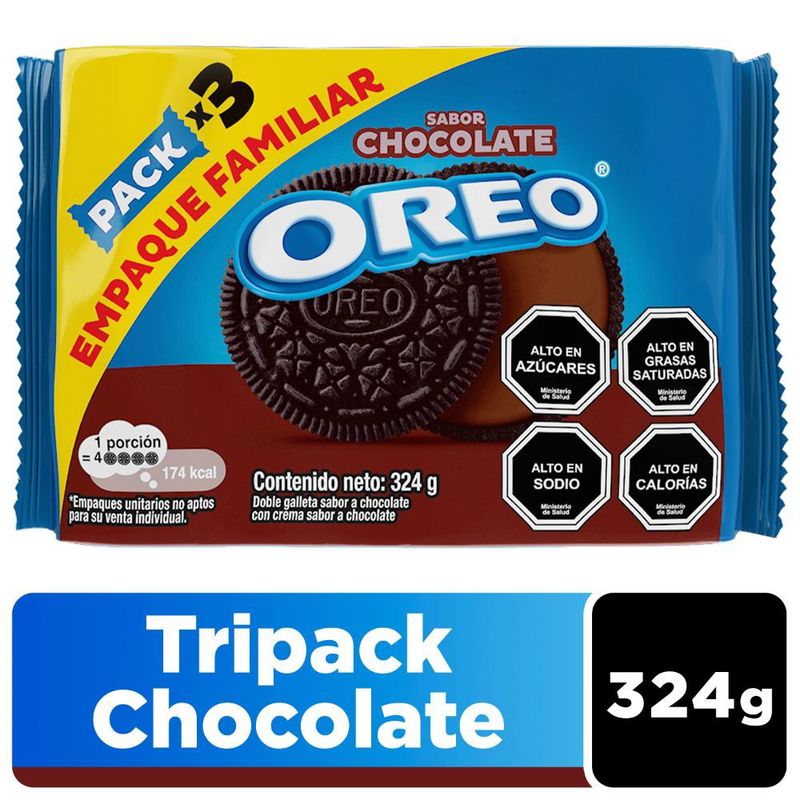 OREO - Galletas Oreo ® Tripack sabor Chocolate 324g OREO