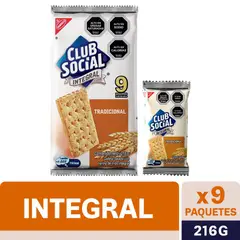 CLUB SOCIAL - Galletas Saladas Club Social® Integrales 9 Paquetes X 24g