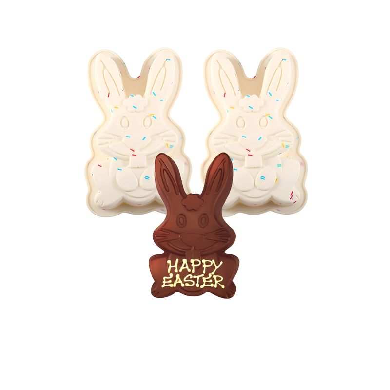 GENERICO - Set 2 Molde Conejo De Pascua Molde Silicona Molde Chocolate