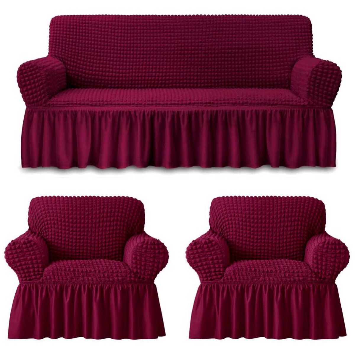 GENERICO - Funda Cubre Sofá Sillón Algodón Turco 3-1-1 Cuerpos BURDEO