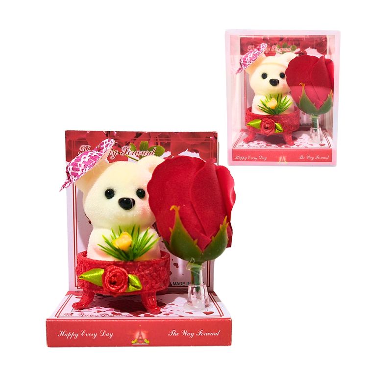 GENERICO - Mini Peluche Forma De Oso Polar Con Rosa De Detalle