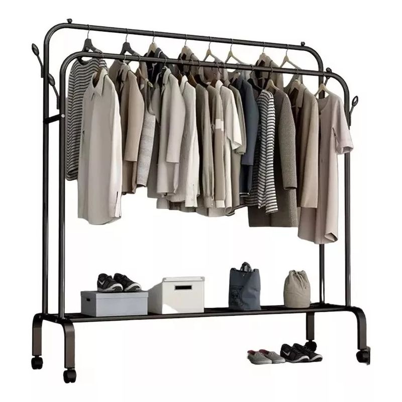 GENERICO - Perchero Organizador  De Ropa Doble metalico Negro