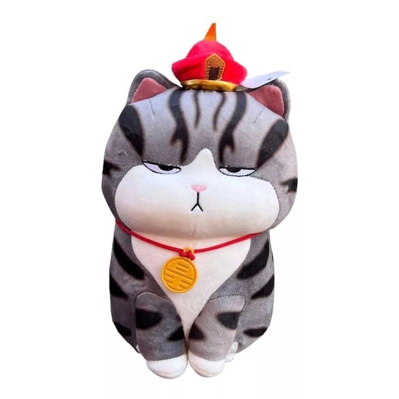 GENERICO - Peluche Gato Emperador Con Collar Dorado Sentado Kawaii