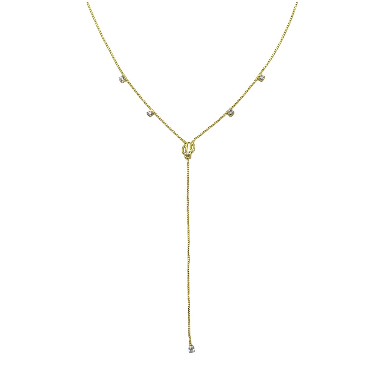 COGGIOLA - Collar Cactus Circón Enchapado Oro 18K