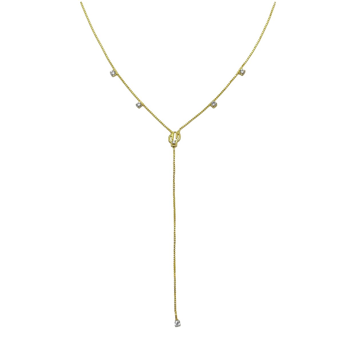COGGIOLA - Collar Cactus Circón Enchapado Oro 18K