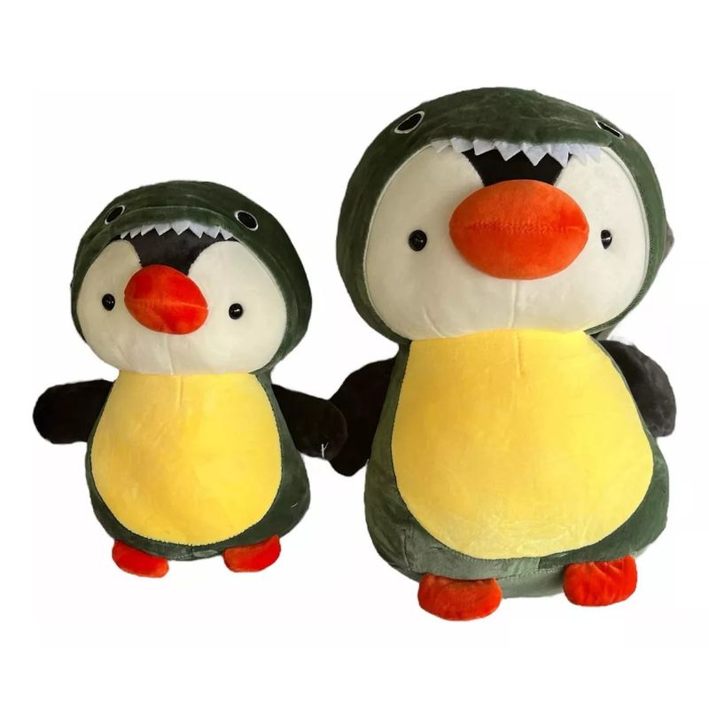 GENERICO - Pack Peluches Mamá E Hijo Pingüinos Con Disfraz Dinosaurio