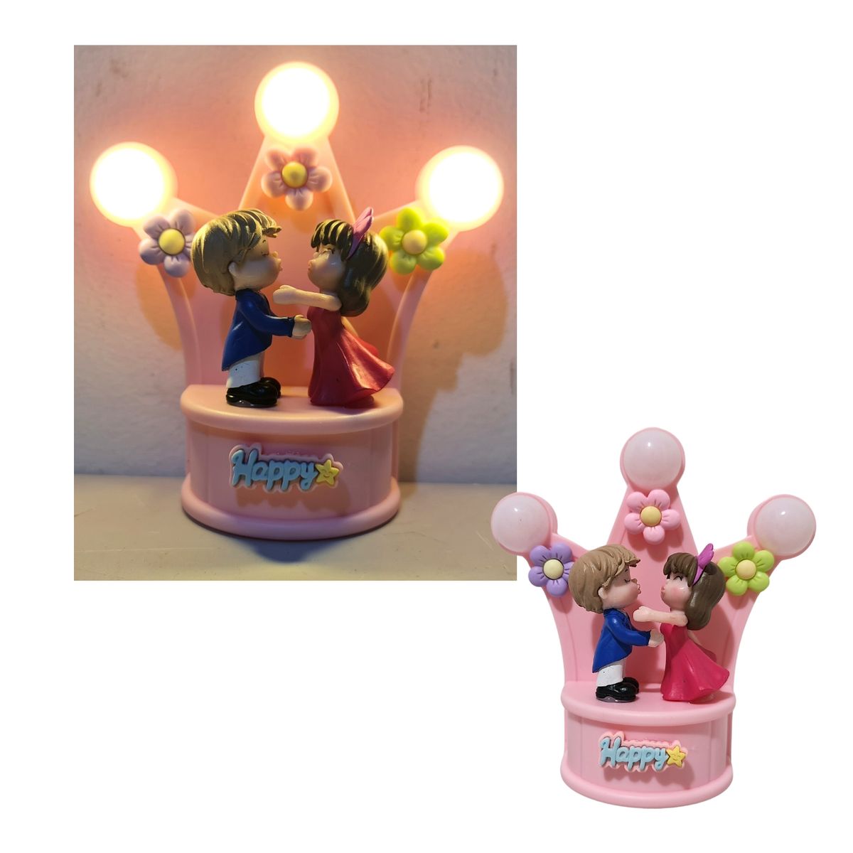 GENERICO - Adorno En Forma De Corona Y Pareja De Pololos Con Luz