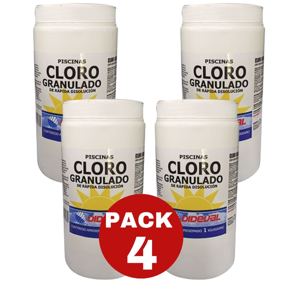 GENERICO - Cloro Granulado Para Piscinas 1 Kg. Pack 4 Unid