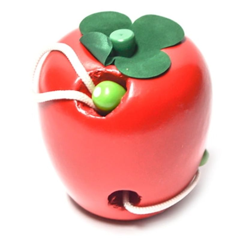 GENERICO - Enhebrador Manzana Juguete Madera Didáctico Motricidad Fina