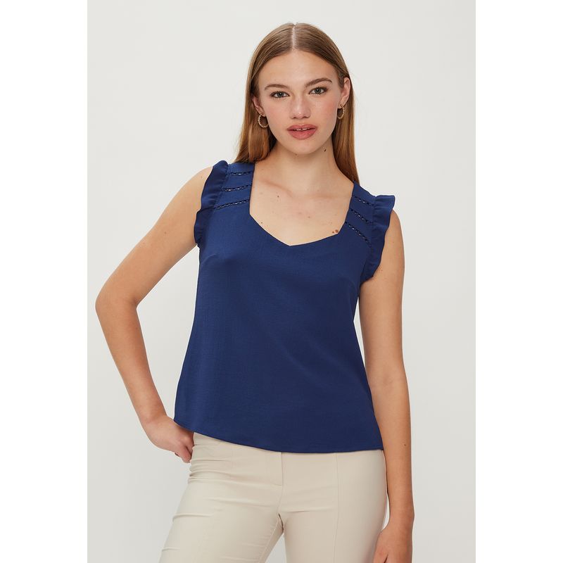 IO - Blusa Sin Mangas Azul Marino Mujer Io
