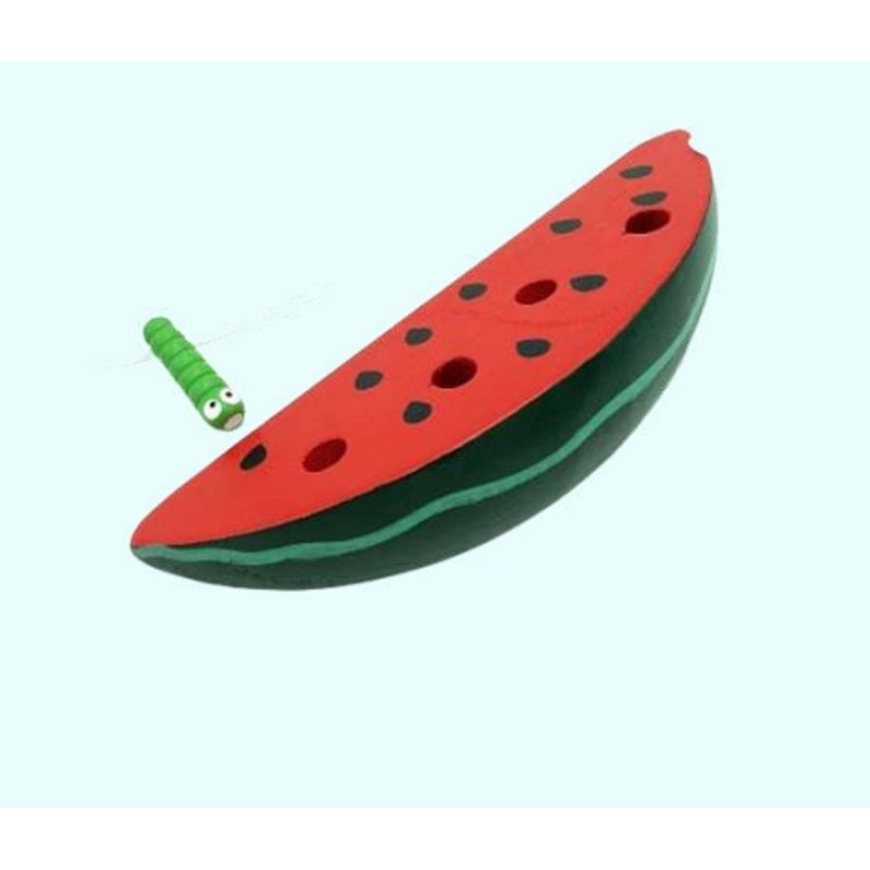 GENERICO - Enhebrador Sandia Juguete Madera Didáctico Motricidad Fina