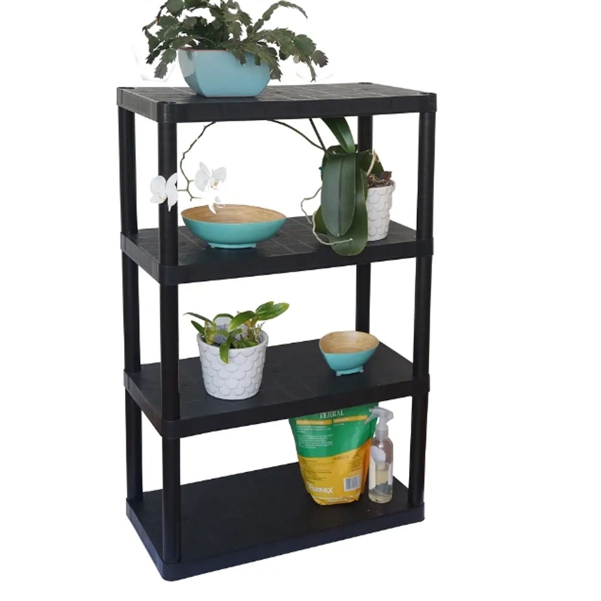 BE DESIGN - Estante Modular Plastico 4 Niveles Negro