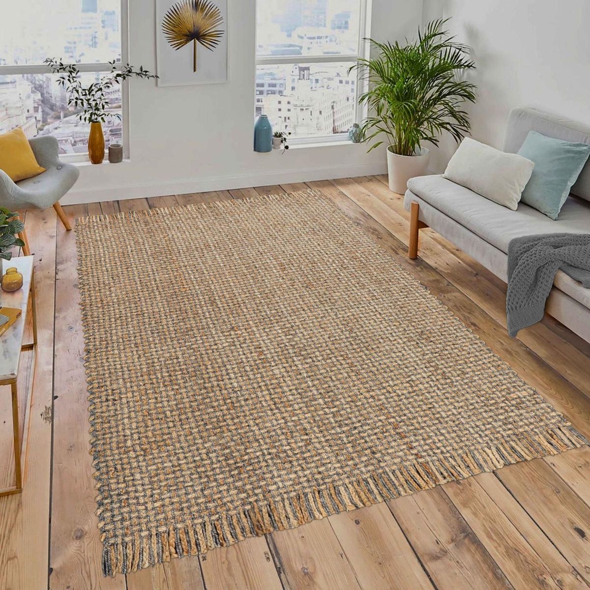 BAZHARS - Alfombra Yute 160X230 cm Artesanal Heri HO 50073 Bazhars